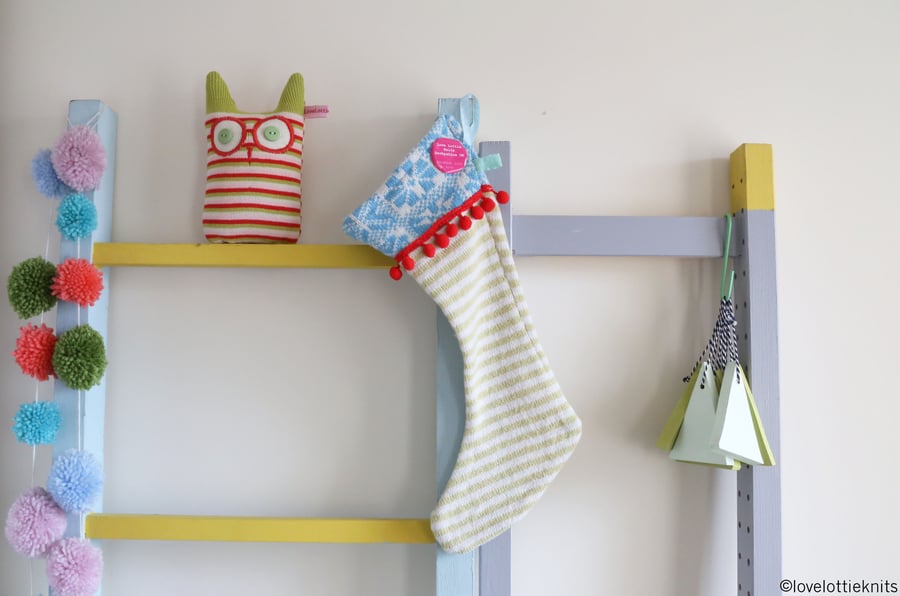 Knitted christmas stocking decorations