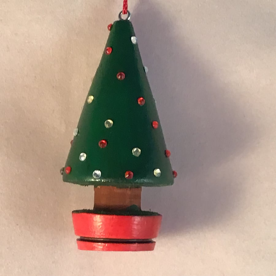 Miniature hanging Christmas Tree.