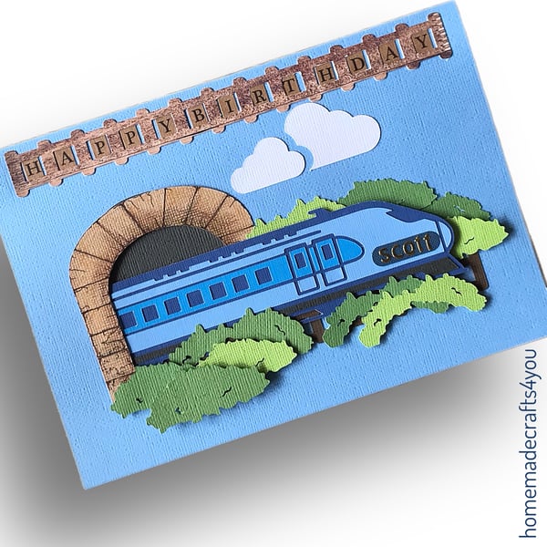 Handmade Train Birthday Card 