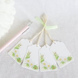 White Daisy Gift Tags - set of 4 tags