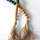 Green And Golden wooden bead garland with jute tassels