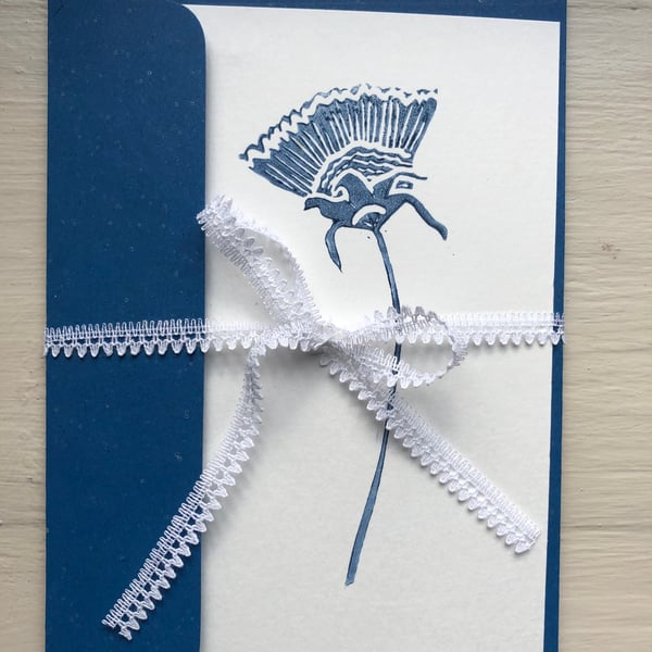 Set of linoprint flower notecards