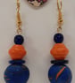 Orange and royal blue polymer clay earrings  - Image 3
