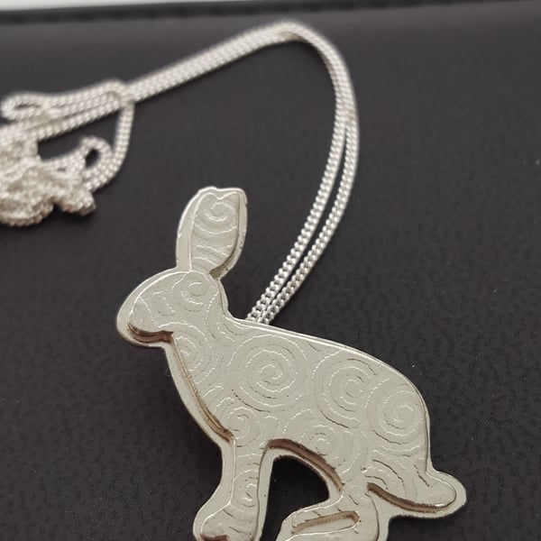 Spiral Silver Hare Pendant