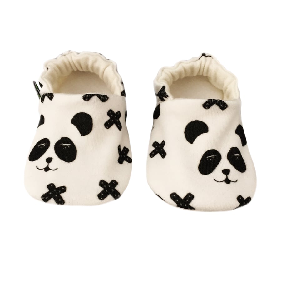 Baby Shoes Black PANDA CROSSES Organic Kids Slippers Pram Shoes - GIFT IDEA 0-9Y