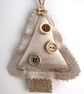 Mini Christmas Tree Hanging Decoration Duo in Green and Beige - Image 6