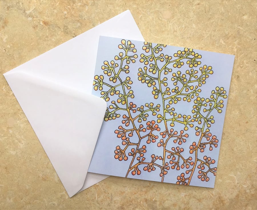 Greetings Card 'Sketchbook series - Red & Yellow Seed Spray' 