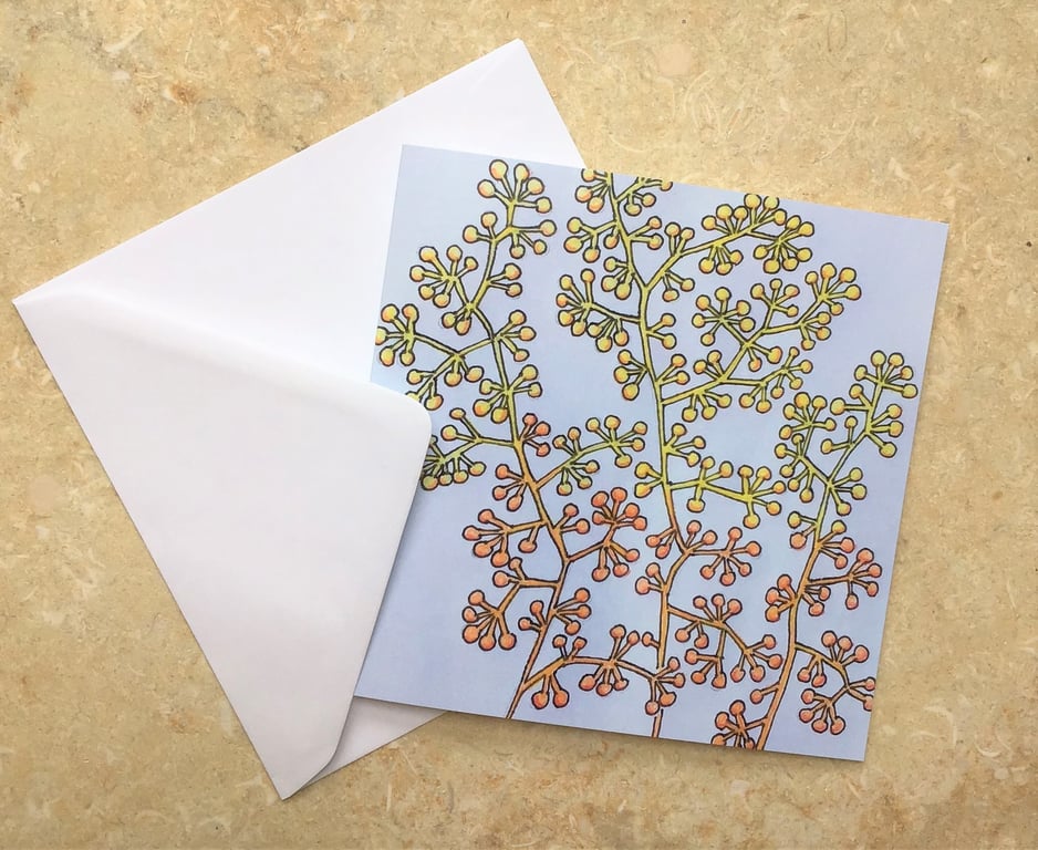 Greetings Card 'Sketchbook series - Red & Yellow Seed Spray' 