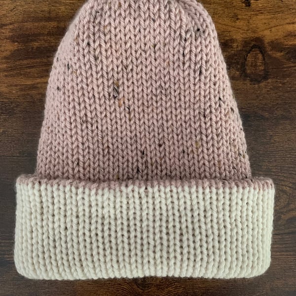 Luxury Wool Ladies Beanie Hat - Hand Knitted Winter Slouch hat