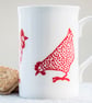 Fine Bone China Mug with chickens or hens inspired by Indian woodblock prints. - Image 6