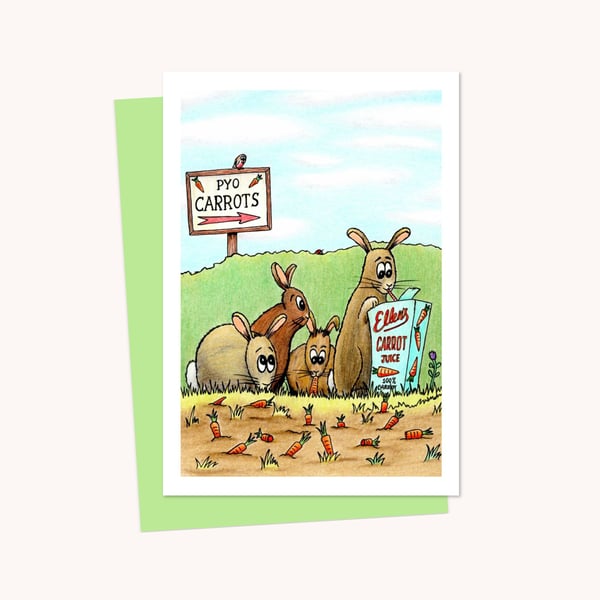 Whimsical Rabbit Greeting Card: Hand-Drawn Cute Bunnies (224)
