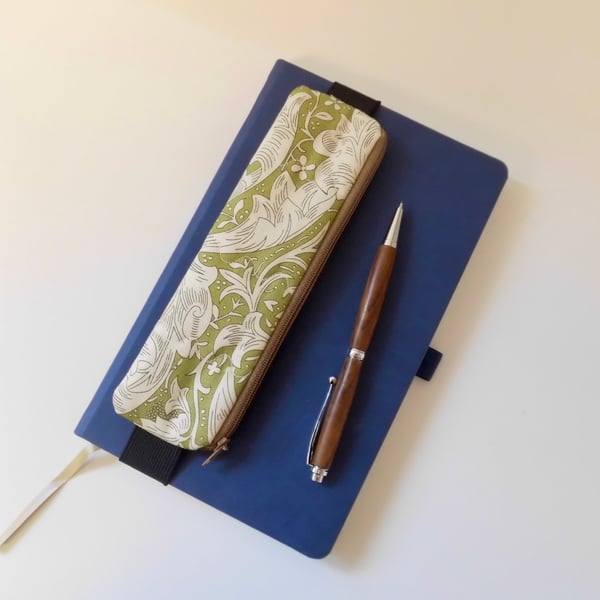  Elasticated pencil case for cover of book diary journal William Morris fabric