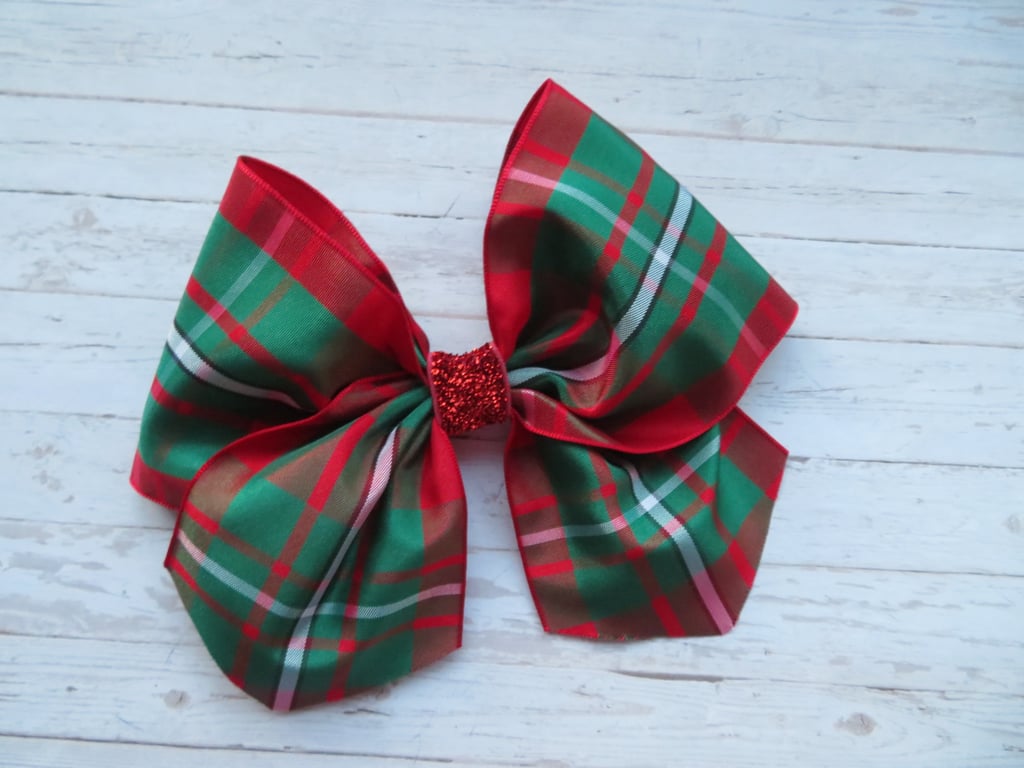 MacGregor Red & Green Glitter Tartan Hair Bow Clip In 