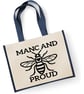 Manchester Bee Large Jute Shopper Bag - Manc And Proud - Image 2