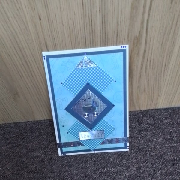 New Baby Card, Baby Boy Card, Blue New Baby,  Pram Card, Baby Shower