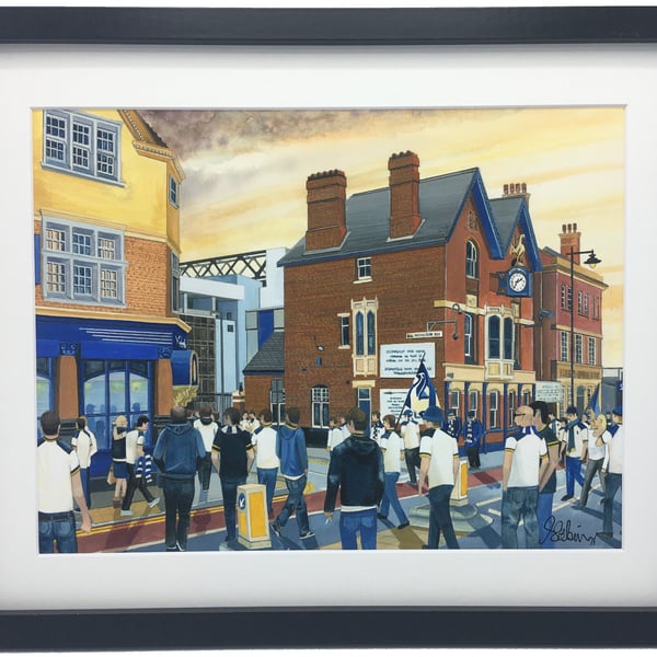 Tottenham, White Hart Lane, Framed Football Art Print. 14" x 11" Frame Size