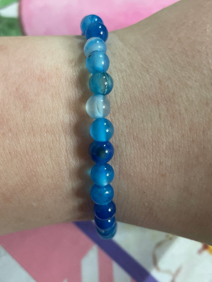 (Mixed Blue Agate) Handmade Gemstone Bracelet (17cm)