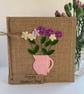 Handmade Mother’s Day Card. Purple and cream flowers from wool felt. Keepsake. - Image 1