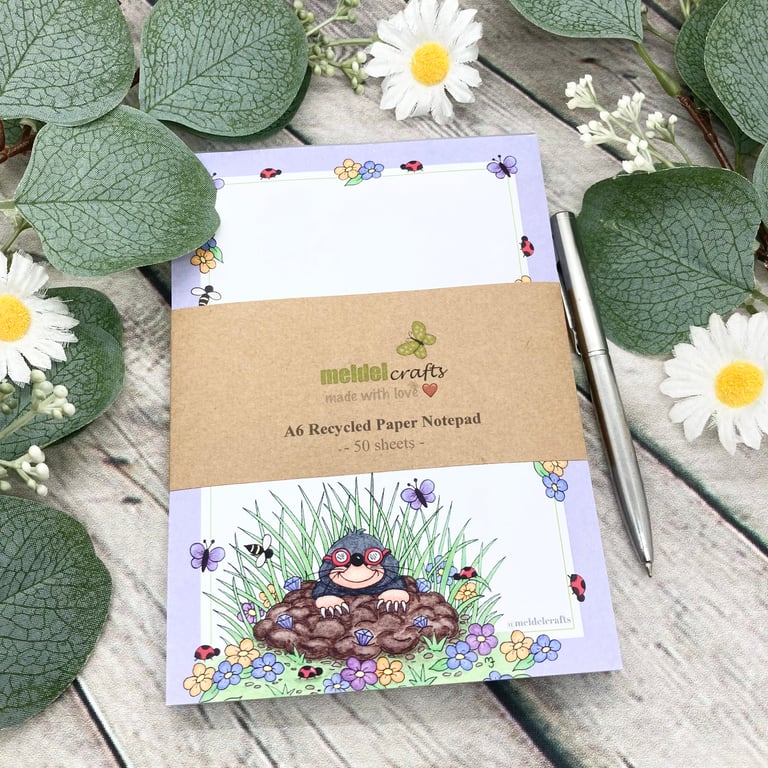 Notepad - A6 Recycled Paper Notepad - Mole In A Hole