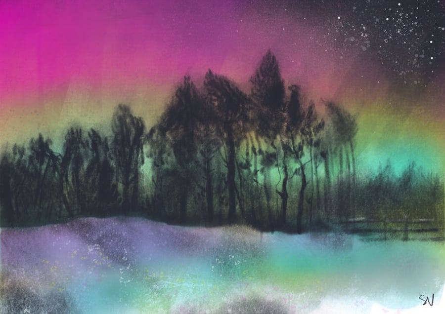 Northern Lights Over Ringinglow - Peak District Art Print