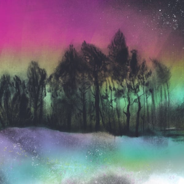 Northern Lights Over Ringinglow - Peak District Art Print