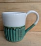 Matte jade green & white carved mugs - Image 7