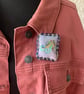 Handmade and hand painted fabric pin brooches with Octopus design  - Image 3