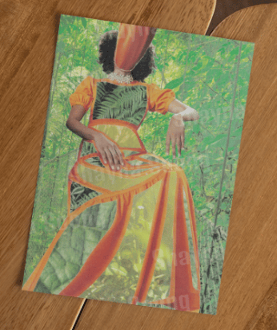 'Ooze' card printed from handmade collage 