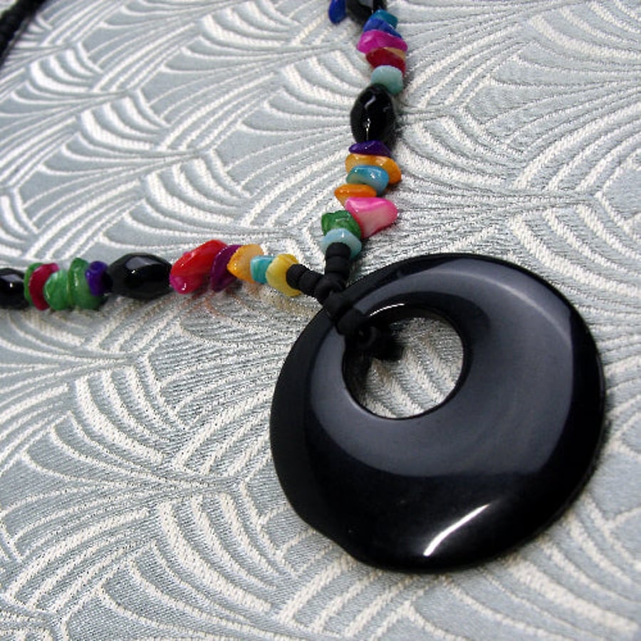 Black Onyx Necklace, Black Gemstone Necklace, Black Necklace  spsA39
