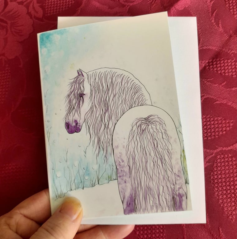 A6 Art Greetings Card, Whimsical Horse