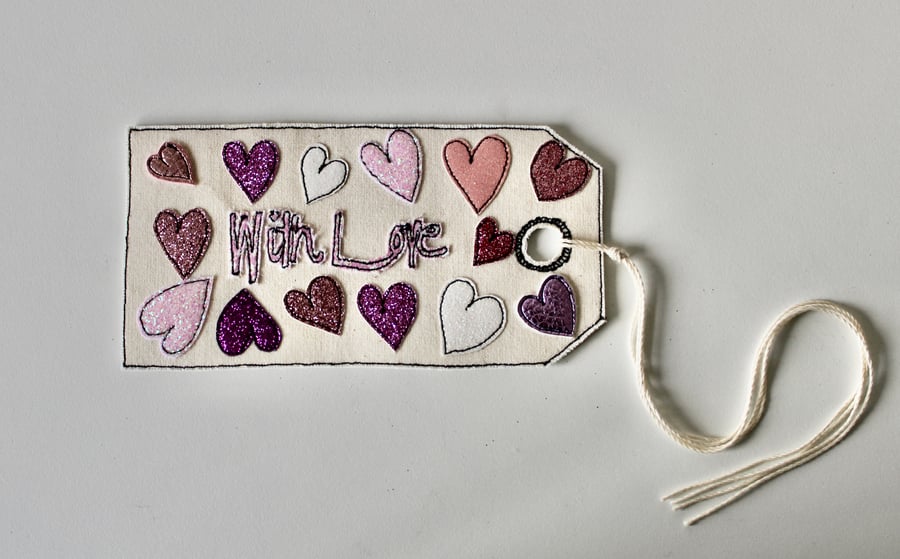 'With love' - Handmade Fabric Gift Tag