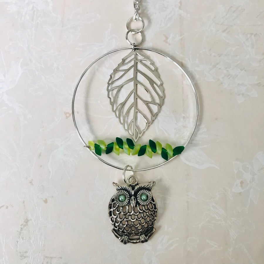 Owl In A tree Pendant Statement Necklace