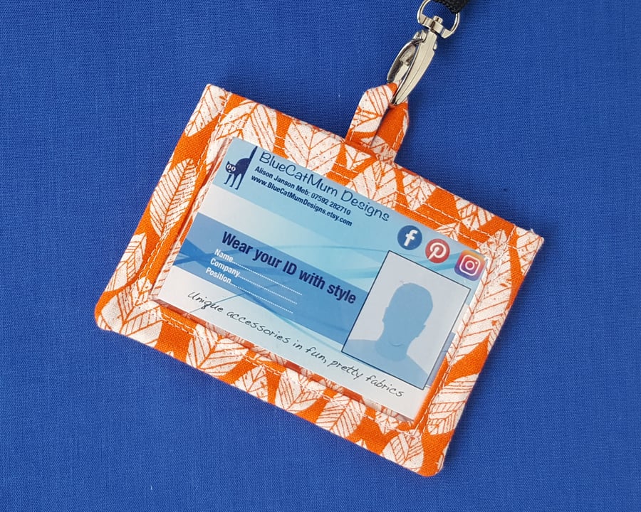 Orange leaf ID holder, Teacher Style - Free P&P