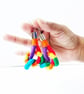 Rainbow statement earrings handcrafted with cotton yarn, Free Delivery - Image 4