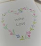 Original Hand Painted "With Love" Card with Pink & Blue Flower Wreath - Image 2