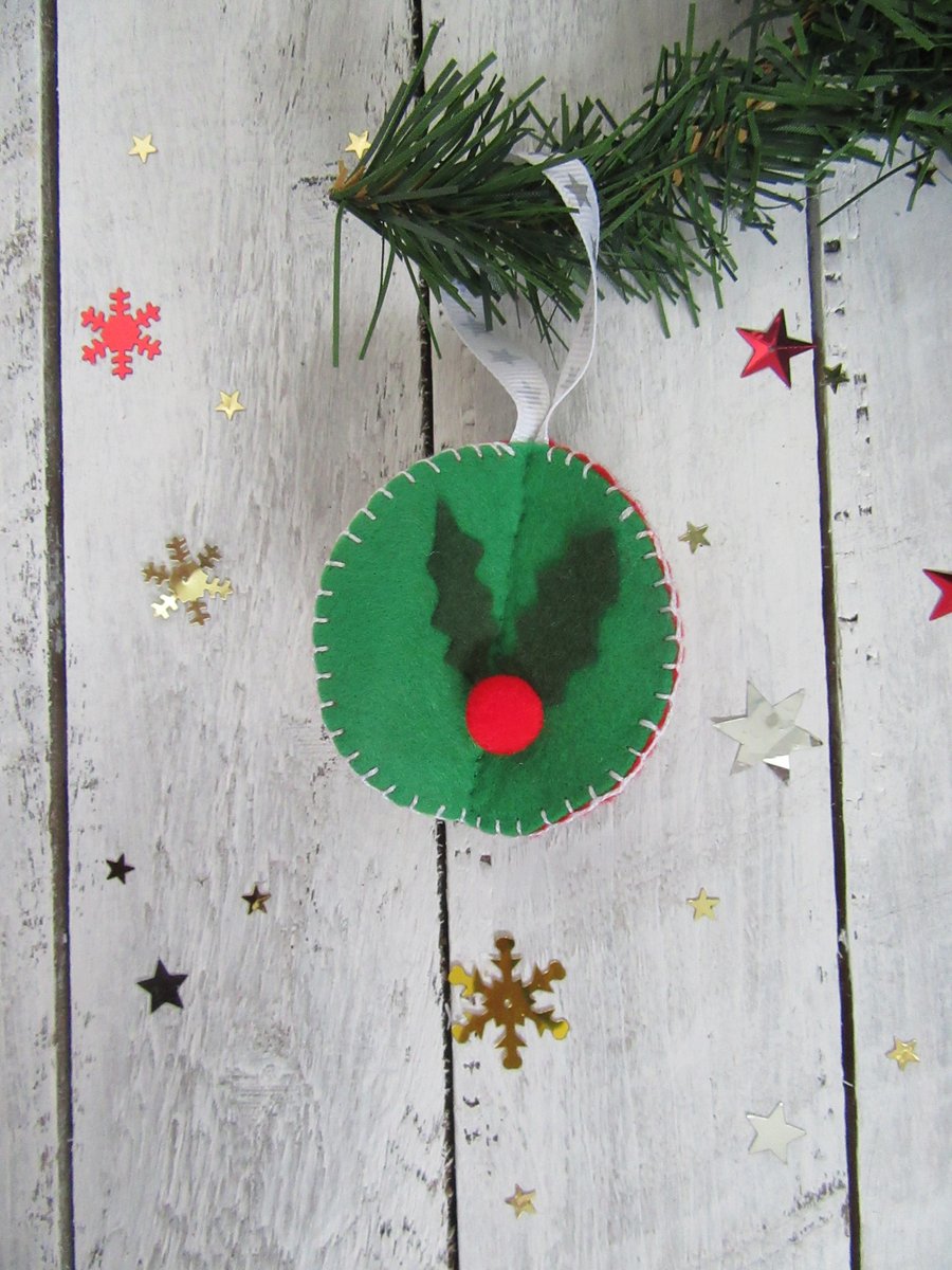 Holly and mistletoe bauble 