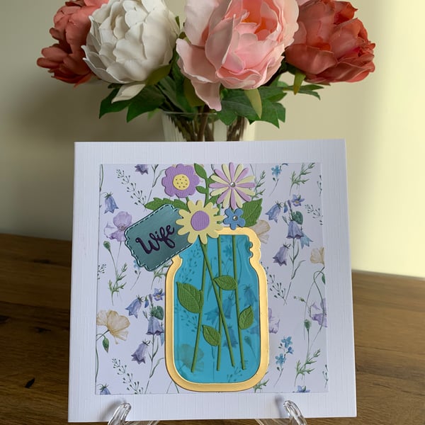 Handmade Wife Mason Jar Birthday Card