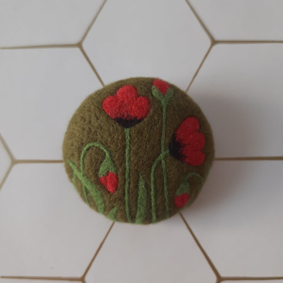 Seconds- Merino Needle Felt Poppy Brooch