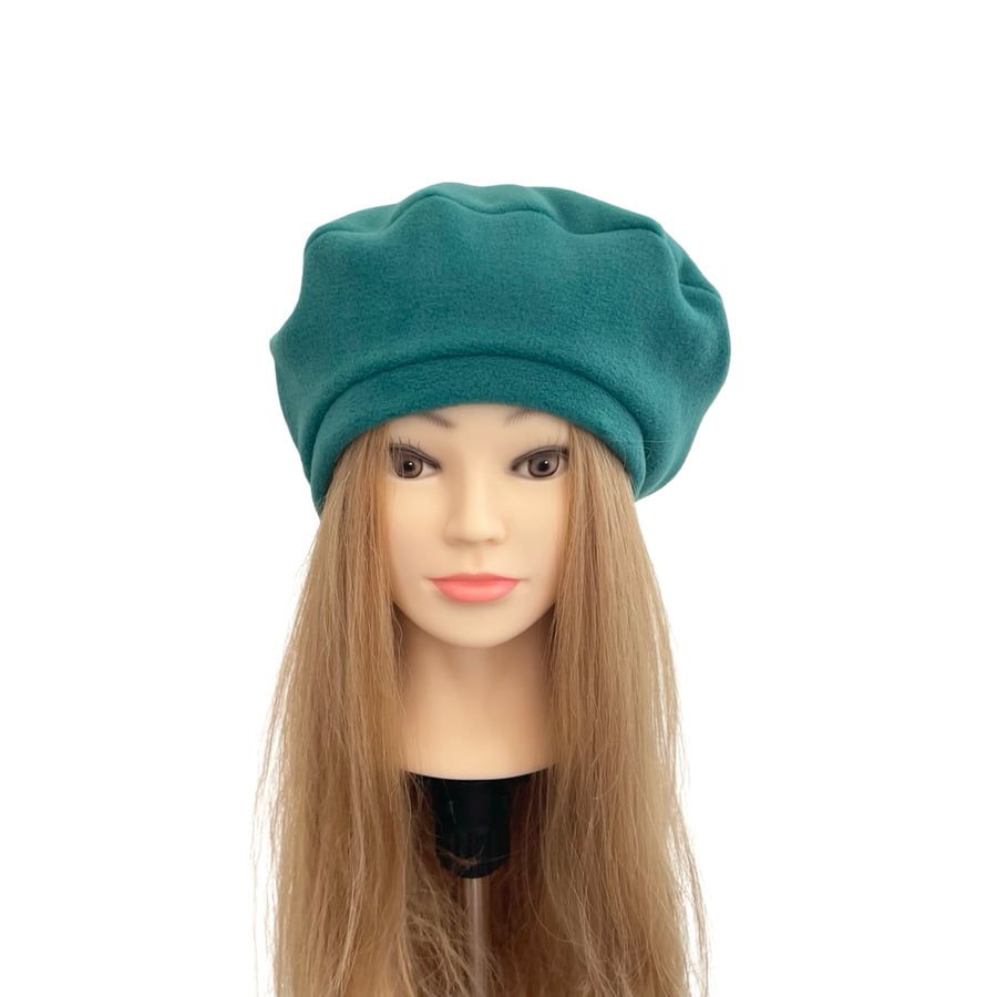 Teal Fashion Fleece Beret Hat Gift for Women Oversized Warm Autumn Beret Cap