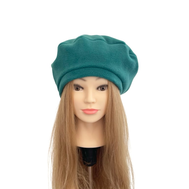 Teal Fashion Fleece Beret Hat Gift for Women Oversized Warm Autumn Beret Cap