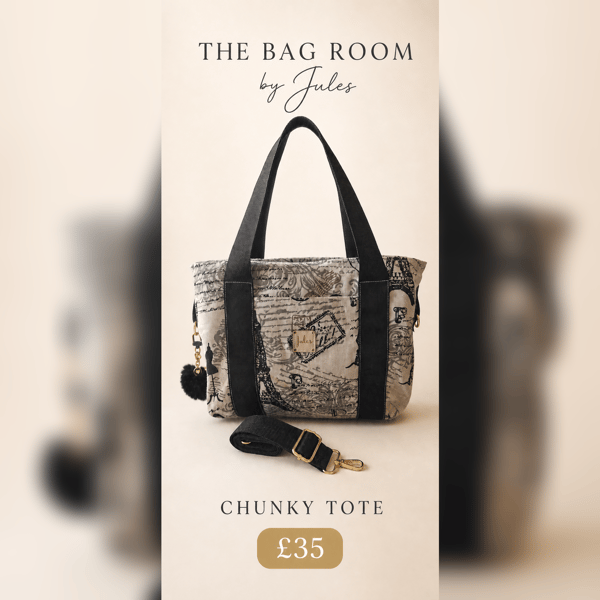 Paris Print Chunky Tote Bag