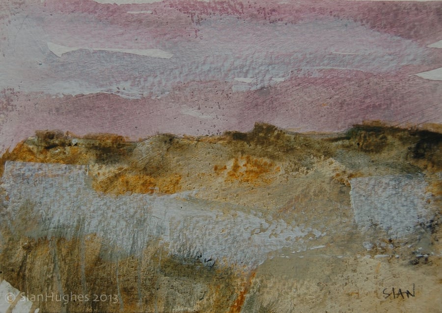 Landscape painting - pink moorland