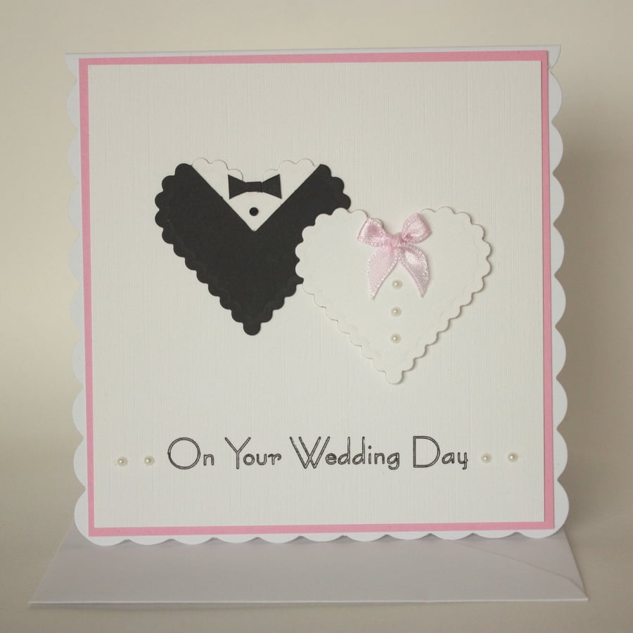 Bride and Groom Hearts Wedding Card