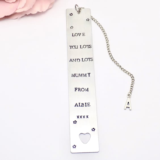 Personalised Gift for Mummy, Birthday Metal Bookmark, Custom Quote Page Marker