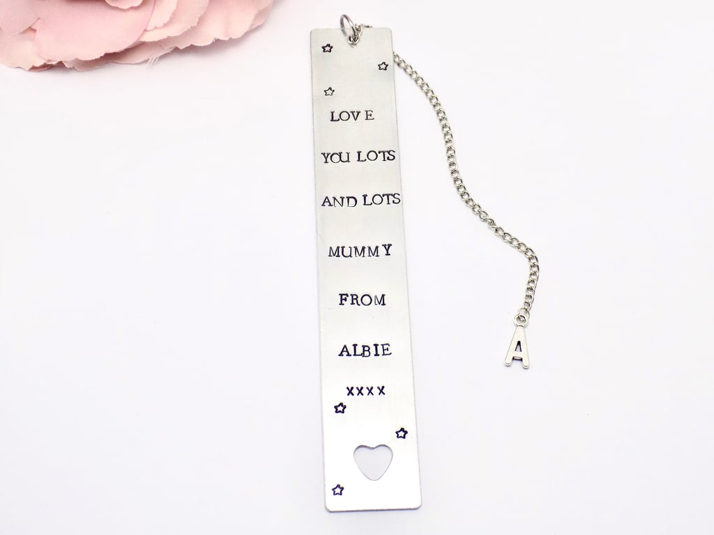 Personalised Gift for Mummy, Birthday Metal Bookmark, Custom Quote Page Marker