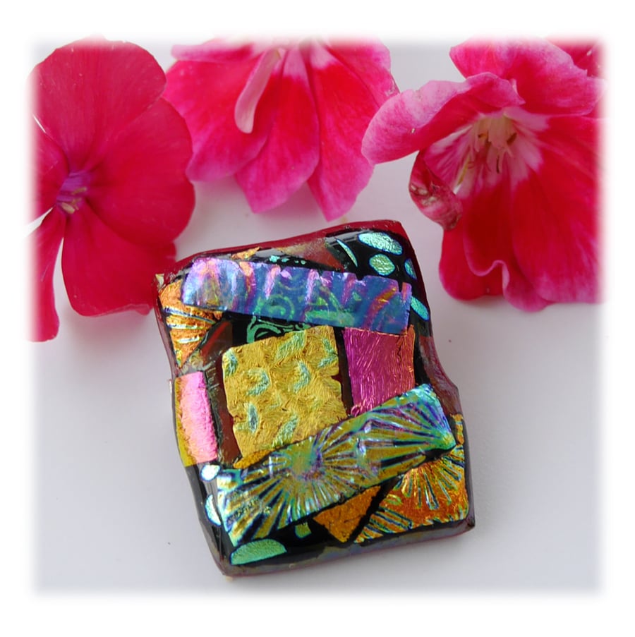 Patchwork Dichroic Glass Brooch 051 Handmade 