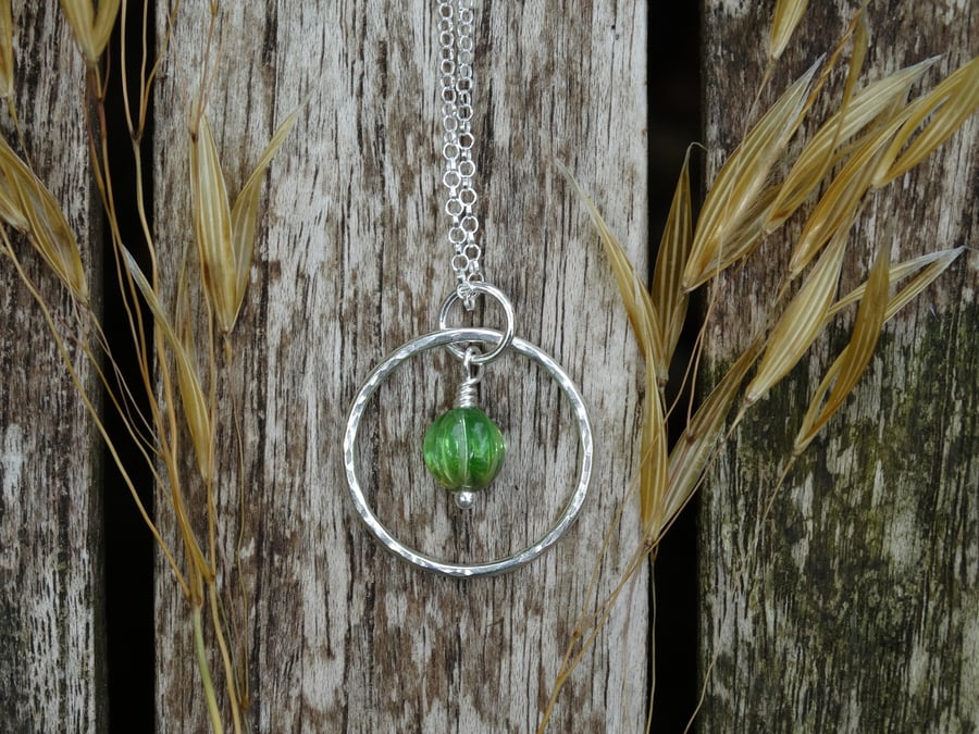 CLEARANCE Eco Silver pumpkin hoop pendant