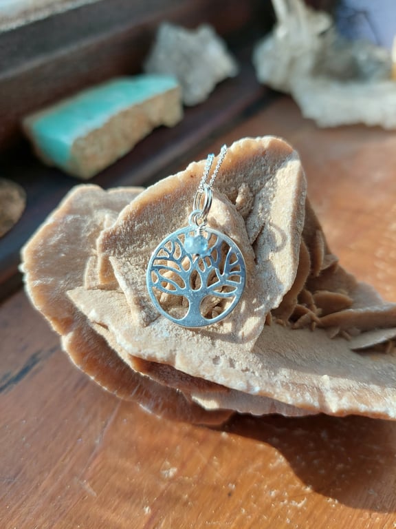 Sterling Silver and Sapphire Tree of Life Necklace - September Birthstone