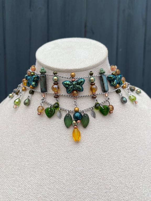 Phyllis - Green Butterfly Choker Necklace 
