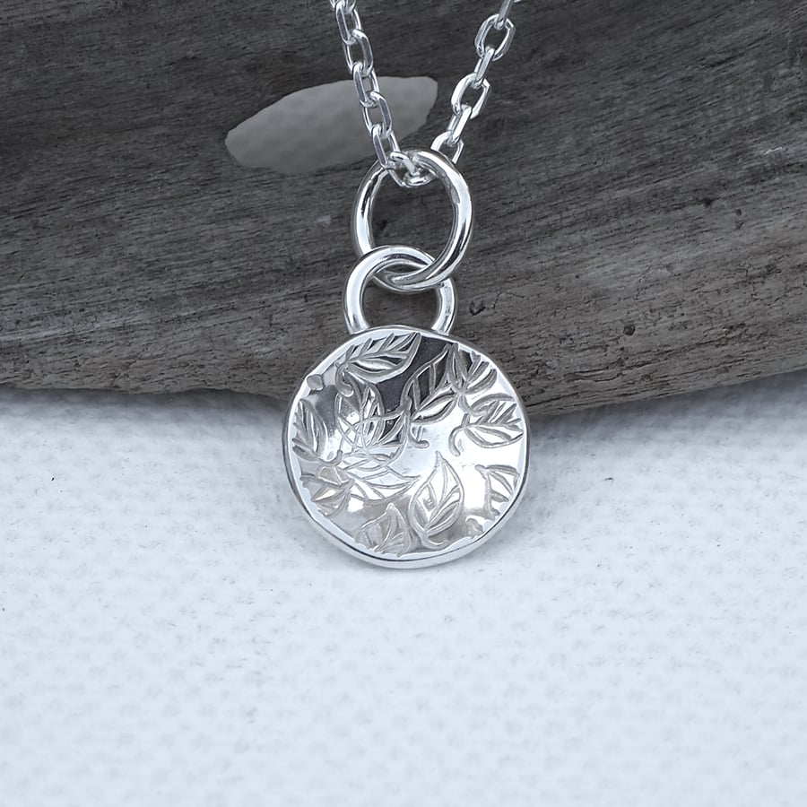 Silver Leaf Pendant Necklace, sterling silver, nature inspired, leaf 